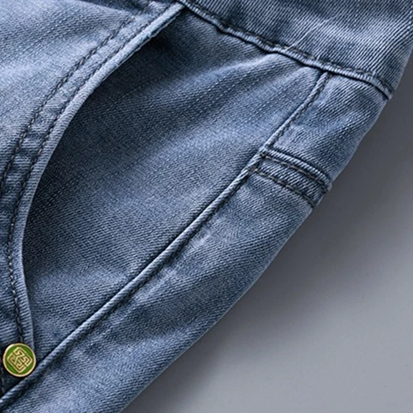 Denim High Waist Button-Up Premium Material Men Casual Wear Straight Style Pants