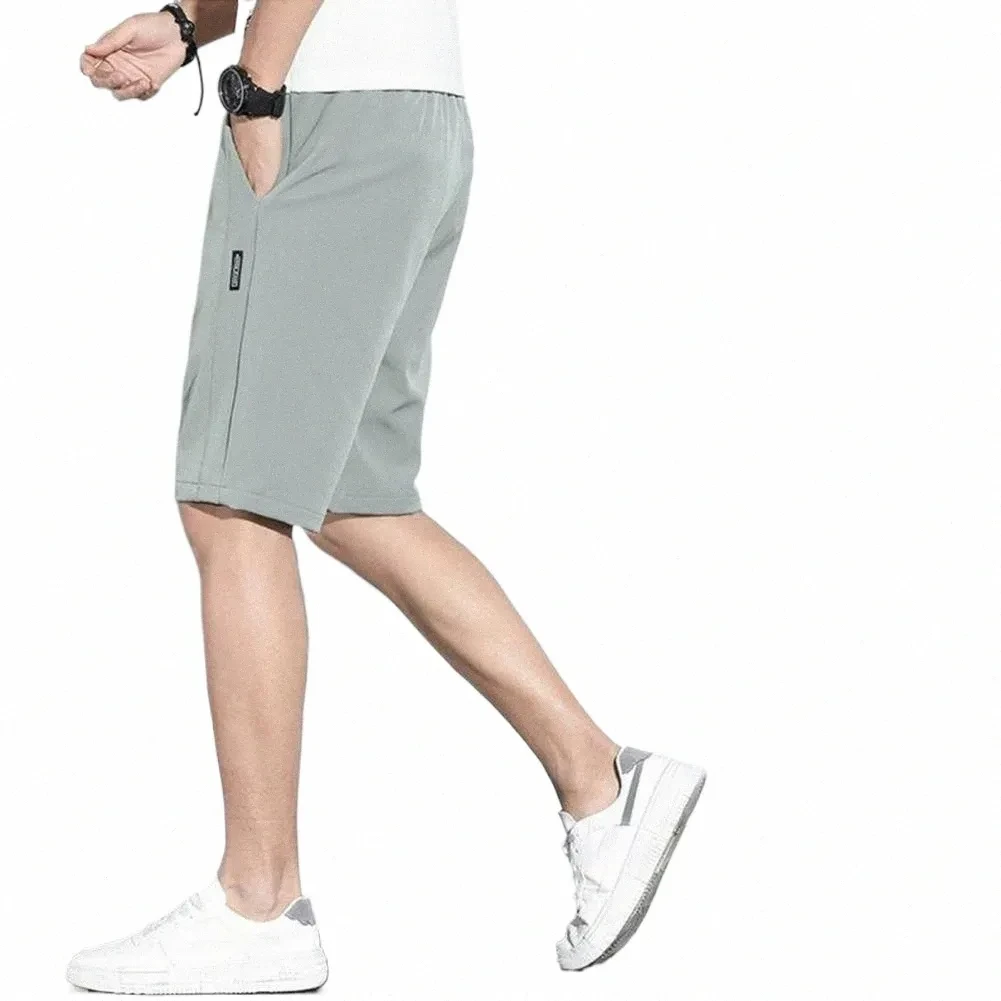 Solid Color Drawstring Men Summer Wear Shorts, Comfortable Double Pocket Running