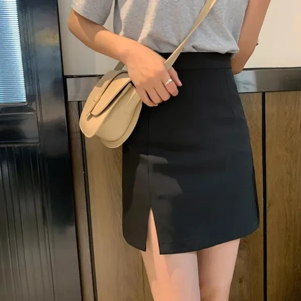 Black A-Line Mini Skirt Fashionable Summer Office Wear for Women