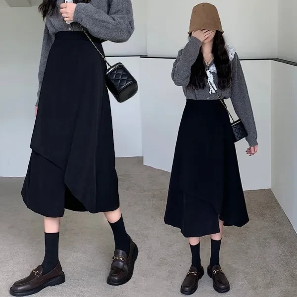 Black Flared A-Line Summer Long Skirt