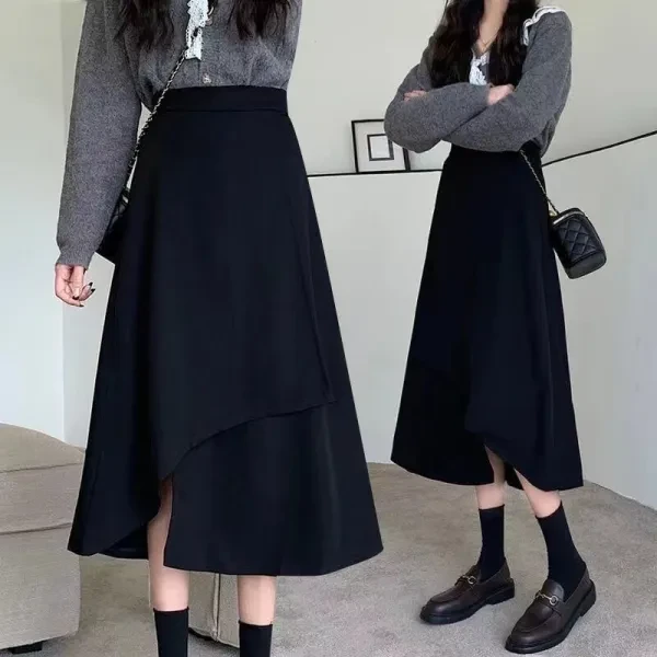 Black Flared A-Line Summer Long Skirt