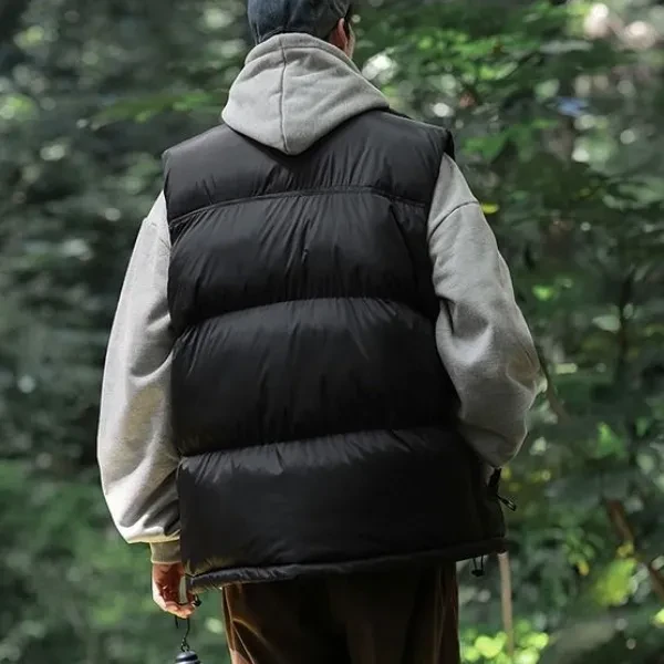 Black Stand Collar Sleeveless Puffer Jacket