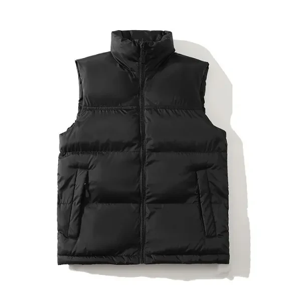 Black Stand Collar Sleeveless Puffer Jacket