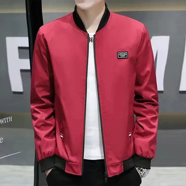 Men's Premium Wine Red Winter Jacket Stay Warm & Stylish with Zip-Up Windbreaker