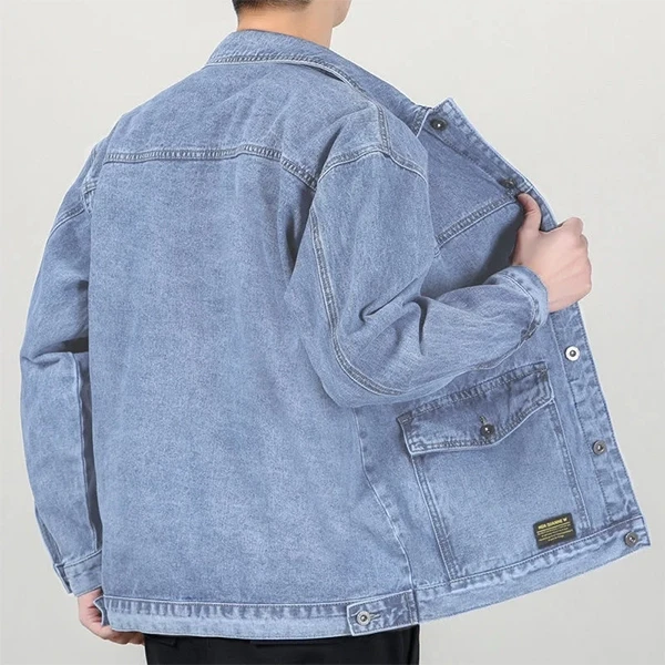 Men's Trendy Blue Denim Jacket Full Sleeve Fashionable Outerwear