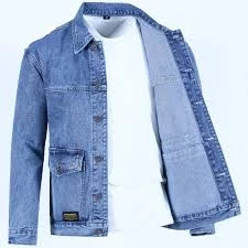 Men's Trendy Blue Denim Jacket Full Sleeve Fashionable Outerwear