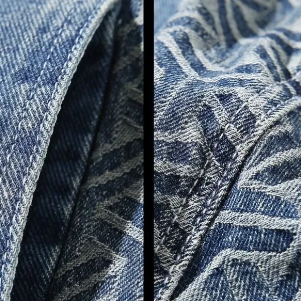 Geometric Denim Jacket for Men - Stylish Look