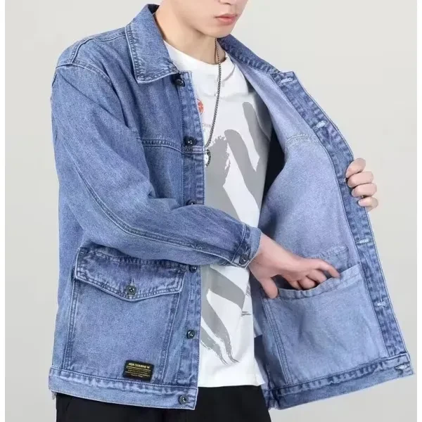 Men's Fashionable Denim Jacket with Multi-Pockets - Blue Collar