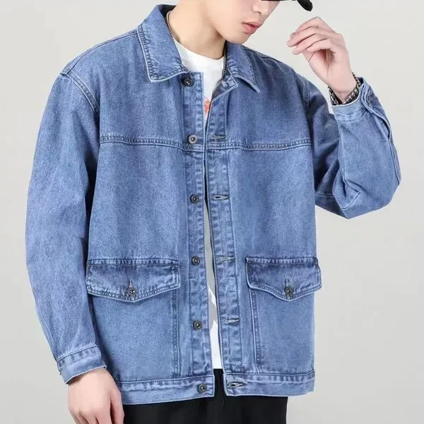 Men's Fashionable Denim Jacket with Multi-Pockets - Blue Collar