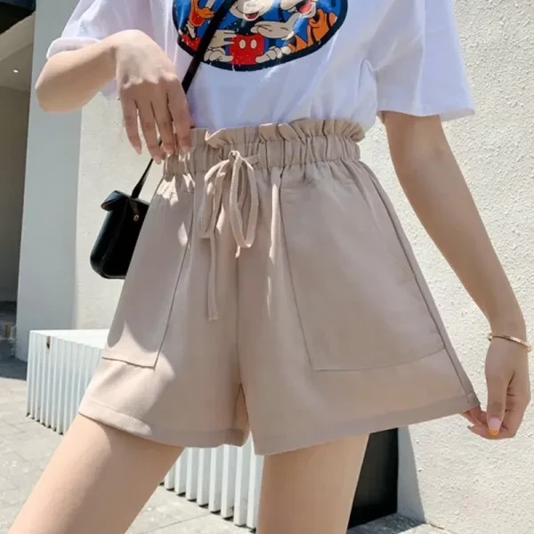 Women's Shorts High Waist Elastic Wide Legs Loose Pants Outer wear Girls Bottom