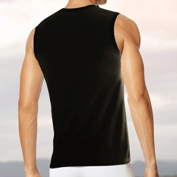 Summer Men's Fitness Breathable Black Sweat Vest - Heavy Cotton, Sleeveless, Tre