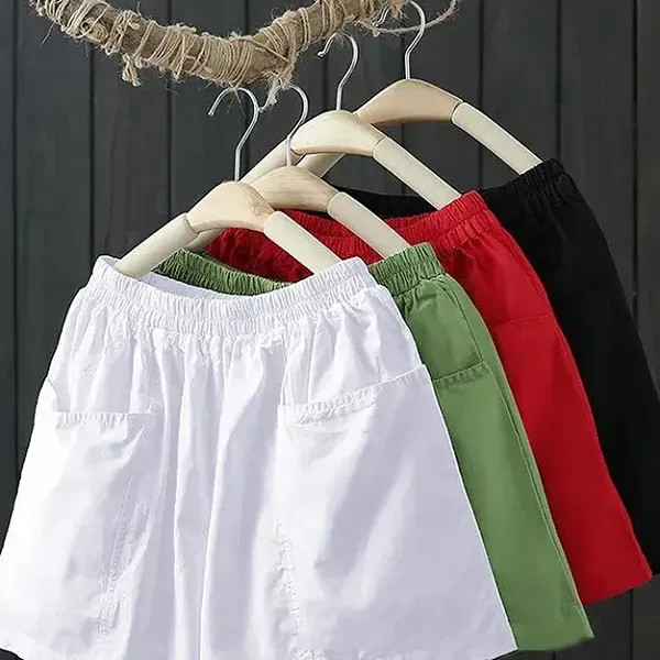 Comfy Cotton High Waist Shorts Double Pocket All-Season Women's Wear
