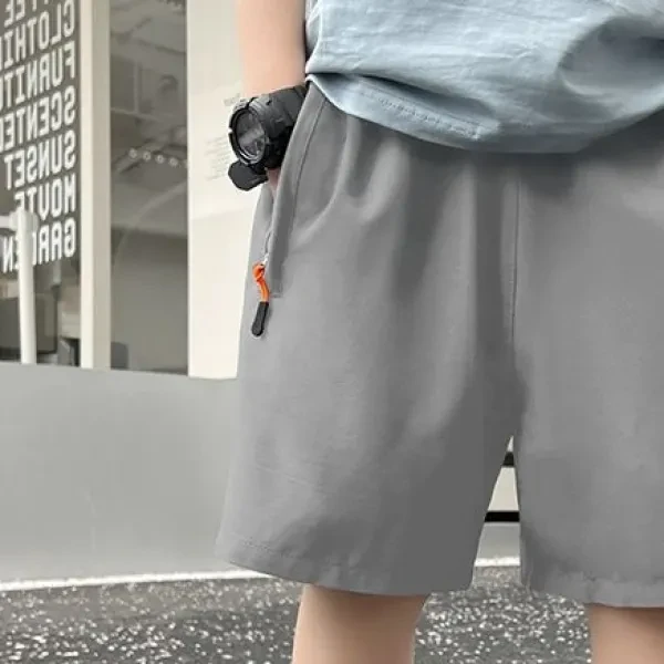 Men's Grey Nylon Sports Shorts - Lightweight Quick-dry for Gym & Jogging