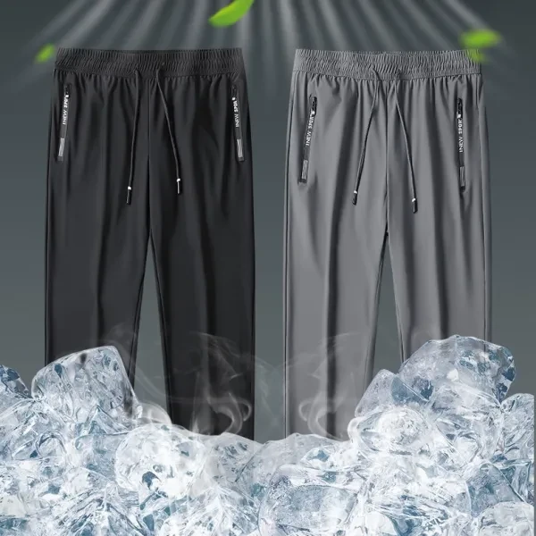 Flat Mouth Men Comfortable Summer Thin Loose Trousers, Double Pocket Fashionable