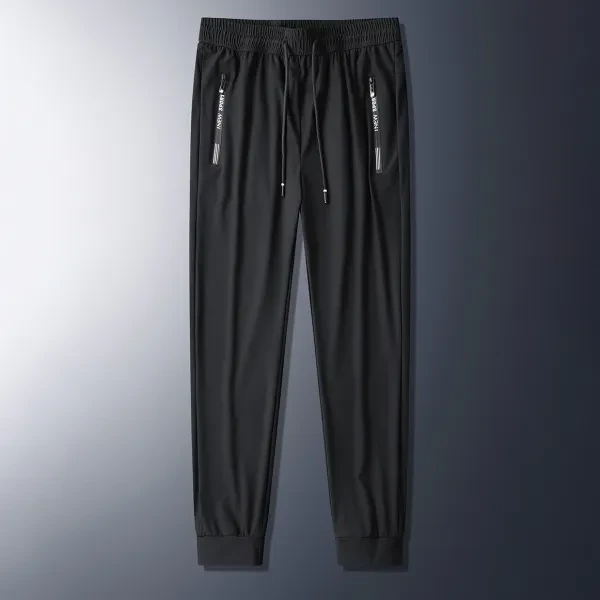 Flat Mouth Men Comfortable Summer Thin Loose Trousers, Double Pocket Fashionable