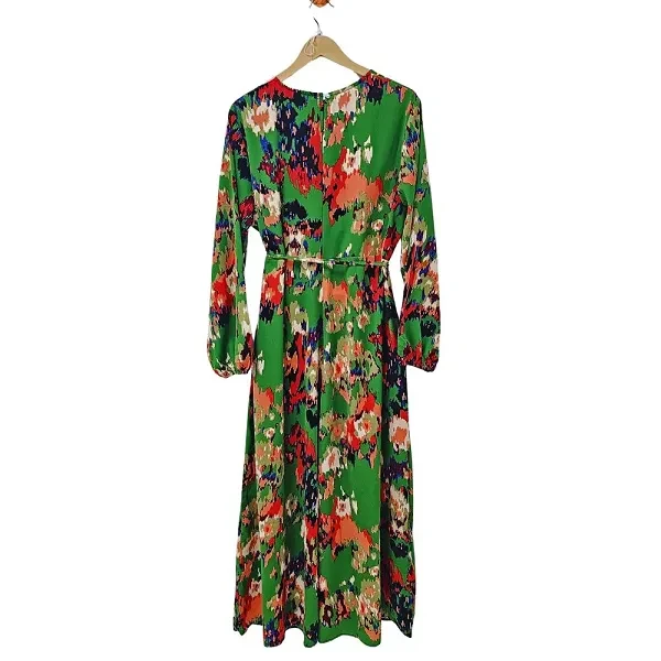 DORBE Brand Graphic Design Round Neck Long Sleeves Casual Wear Belted Plus Size