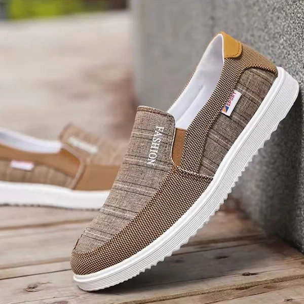 Breathable Men Casual Flat Shoes Soft Bottom Round Toe Lightweight Travel Walkin