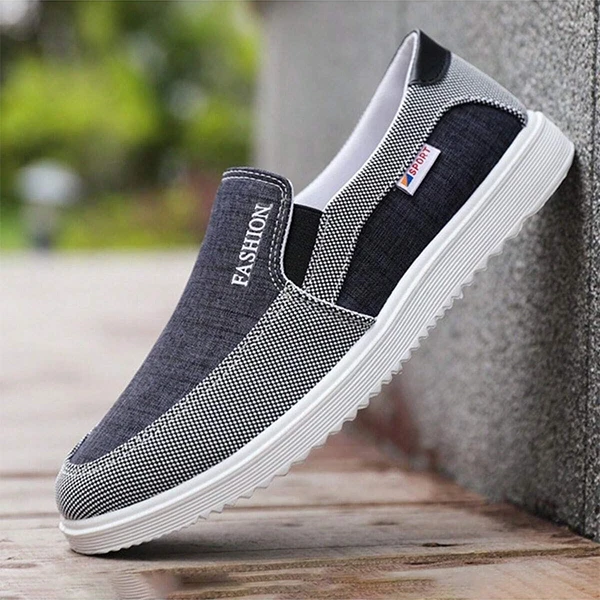 Breathable Men Casual Flat Shoes Soft Bottom Round Toe Lightweight Travel Walkin