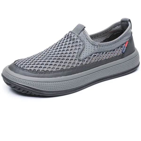 Breathable Mesh Hollow Men Casual Flat Shoes Slip On Soft Bottom Outdoor Walking