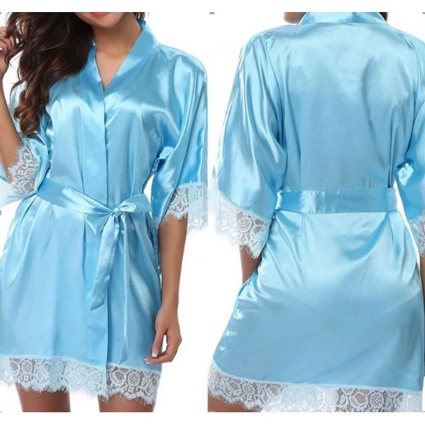 Sky Blue Lace Night Gown - Perfect for Stunning Evenings