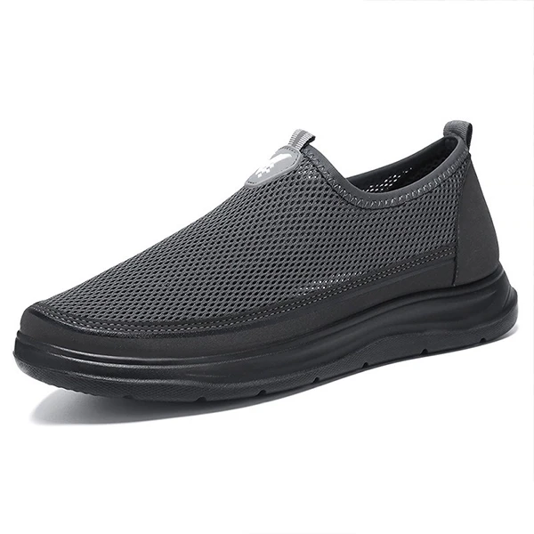 Breathable Mesh Panel Casual Flat Shoes For Men Slip On Soft Bottom Casual Walki