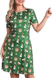 Merry Christmas Santa Claus Print Cocktail Dress - All-Seasons