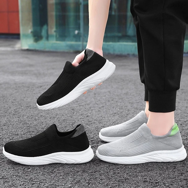 Mesh Breathable Slip-On Wear Resistant Almond Toe Lightweight Men Walking Flat F