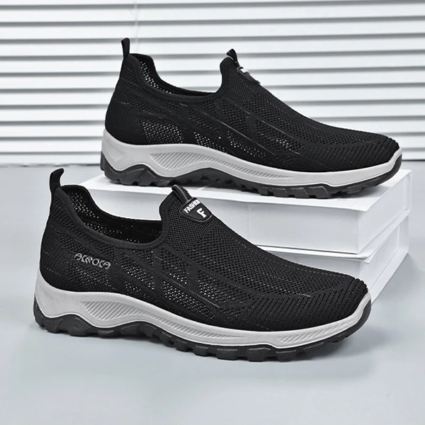 Breathable Hollow Mesh Slip-On Men Fashionable Casual Flat Walking Sports Sneake