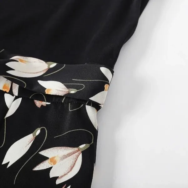 Floral Print V Neck Short Sleeves Women Fashionable A-Line Maxi Long Dress