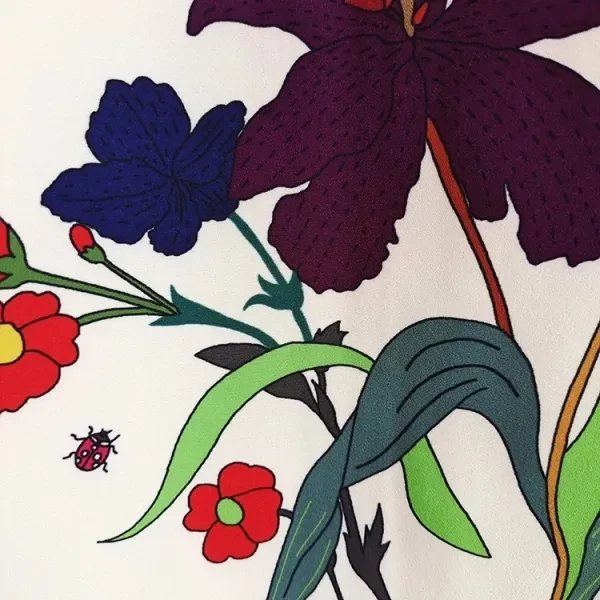 Retro Floral Pattern Round Neck Full Sleeves Split Design Maxi Belted Green Dres