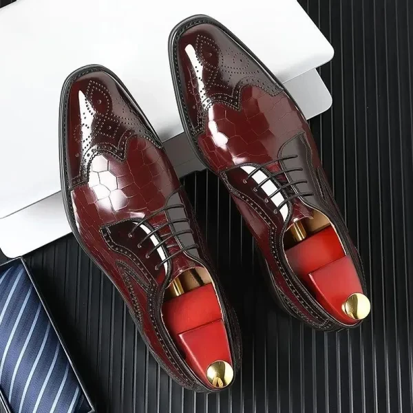 Premium Faux Leather Red Boots Snake Pattern Formal Shoes for Men