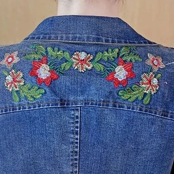 Blue Full Sleeves Fashion Women Denim Jacket Button Up Outerwear Summer Loose Lo