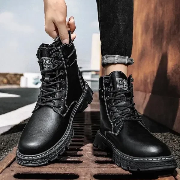 Men's Trendy Black PU Leather Ankle Boots for Parties & Outdoors