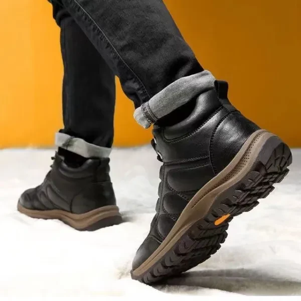 Premium Synthetic Leather Casual Boots - Slip On Black