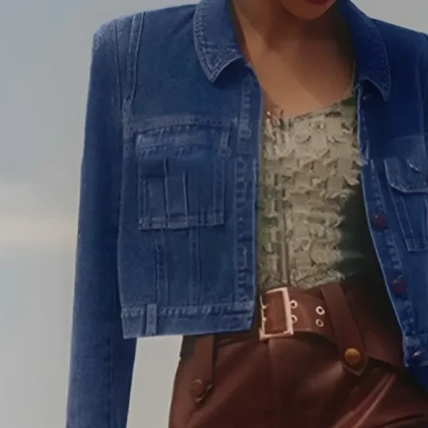 Collar Neck Denim Jacket, Ladies Fashion Overcoat, Button Full Sleeves Casual We