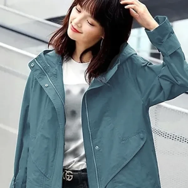 Blue Zip Front Hoodie Jacket - Stay Cozy & Chic (Women)