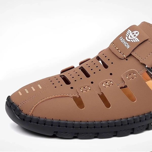 Stitch Hollow Detail Buckle Velcro Closure Durable Men's Lightweight Breathable