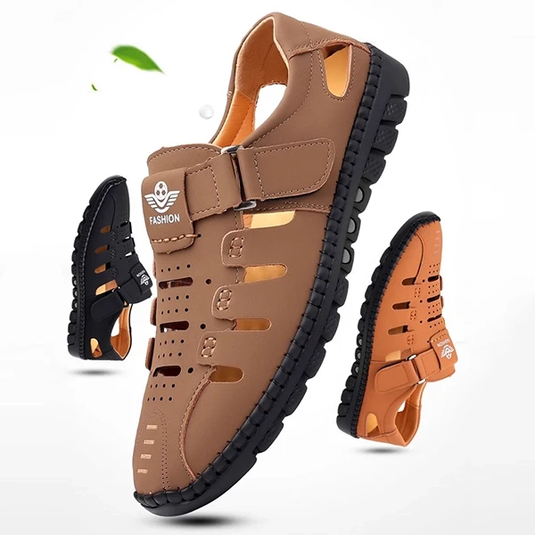 Stitch Hollow Detail Buckle Velcro Closure Durable Men's Lightweight Breathable