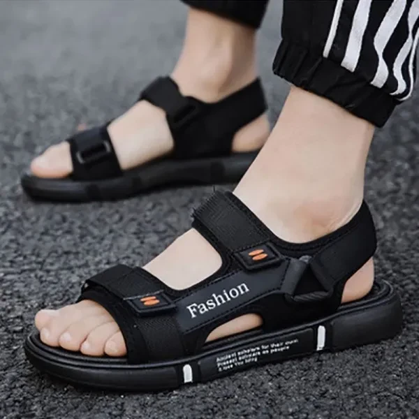 Letter Printed Velcro Closure Open Toe Soft Sole Men Outdoor Casual Walking Sand