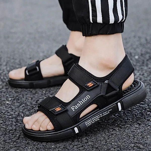 Letter Printed Velcro Closure Open Toe Soft Sole Men Outdoor Casual Walking Sand