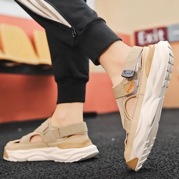 Light Weight Stylish Velcro Closure Men Sandal Shoes Thick Bottom Casual Outdoor
