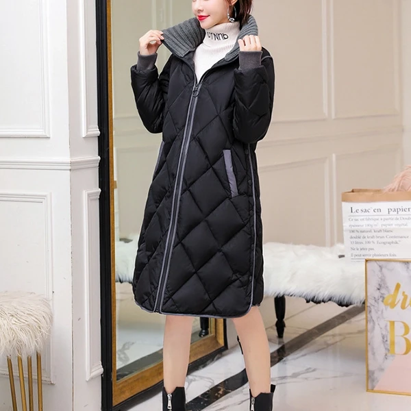 Quilted Design Stand Collar Zip Closure Women Outerwear Winter Coat Puffer Style
