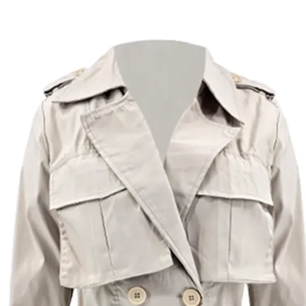 Stand Collar Ladies Winter Trench Coat w/ Multi Buckle Design