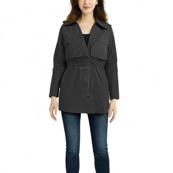 Lapel Neck Full Sleeves Dual Pocket Design Casual Wear Winter Coat Women Jacket