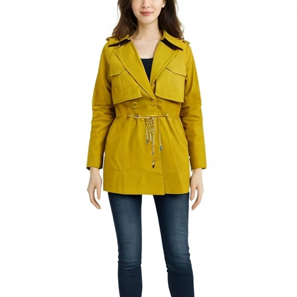 Lapel Neck Full Sleeves Dual Pocket Design Casual Wear Winter Coat Women Jacket