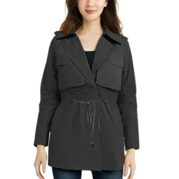 Lapel Neck Full Sleeves Dual Pocket Design Casual Wear Winter Coat Women Jacket