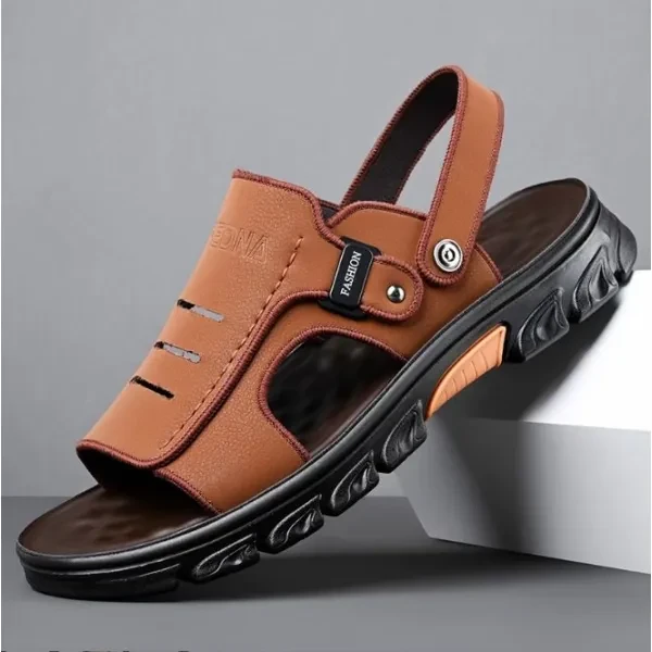 Brown Men's Sandals Formal & Outdoor Wear Non-Slip Sole (Strap Closure)
