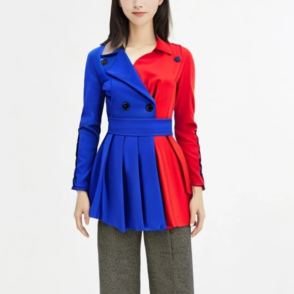 Multi-Color Full Sleeves Blazer Dress with Sashes Women's Formal Wear