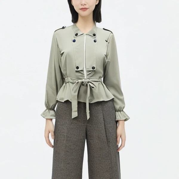 Collar Neck Blazer Jacket Casual Cover-Up Suit Coat Button Closure Women Jacket