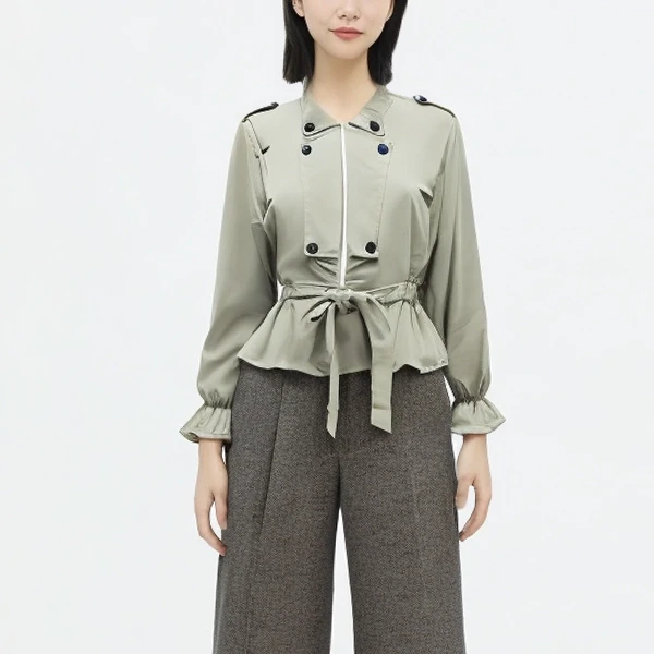 Collar Neck Blazer Jacket Casual Cover-Up Suit Coat Button Closure Women Jacket